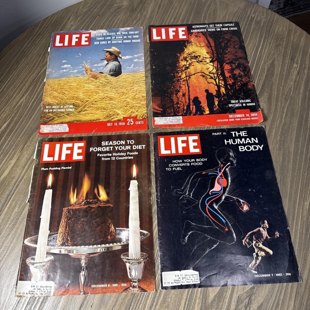 Vintage 1958-1962 LIFE Magazine Covers Only Lot 4 Issues Mid-Century Ads History